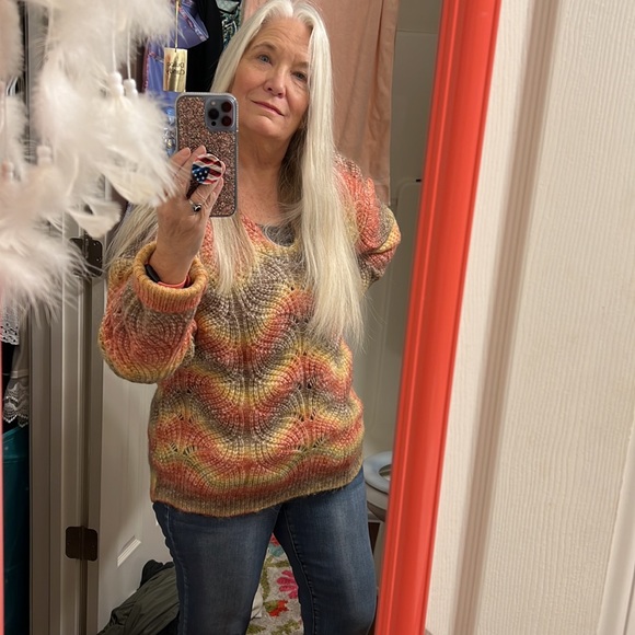 Coral Mocha Chevron Oversized Sweater USA - Picture 3 of 6